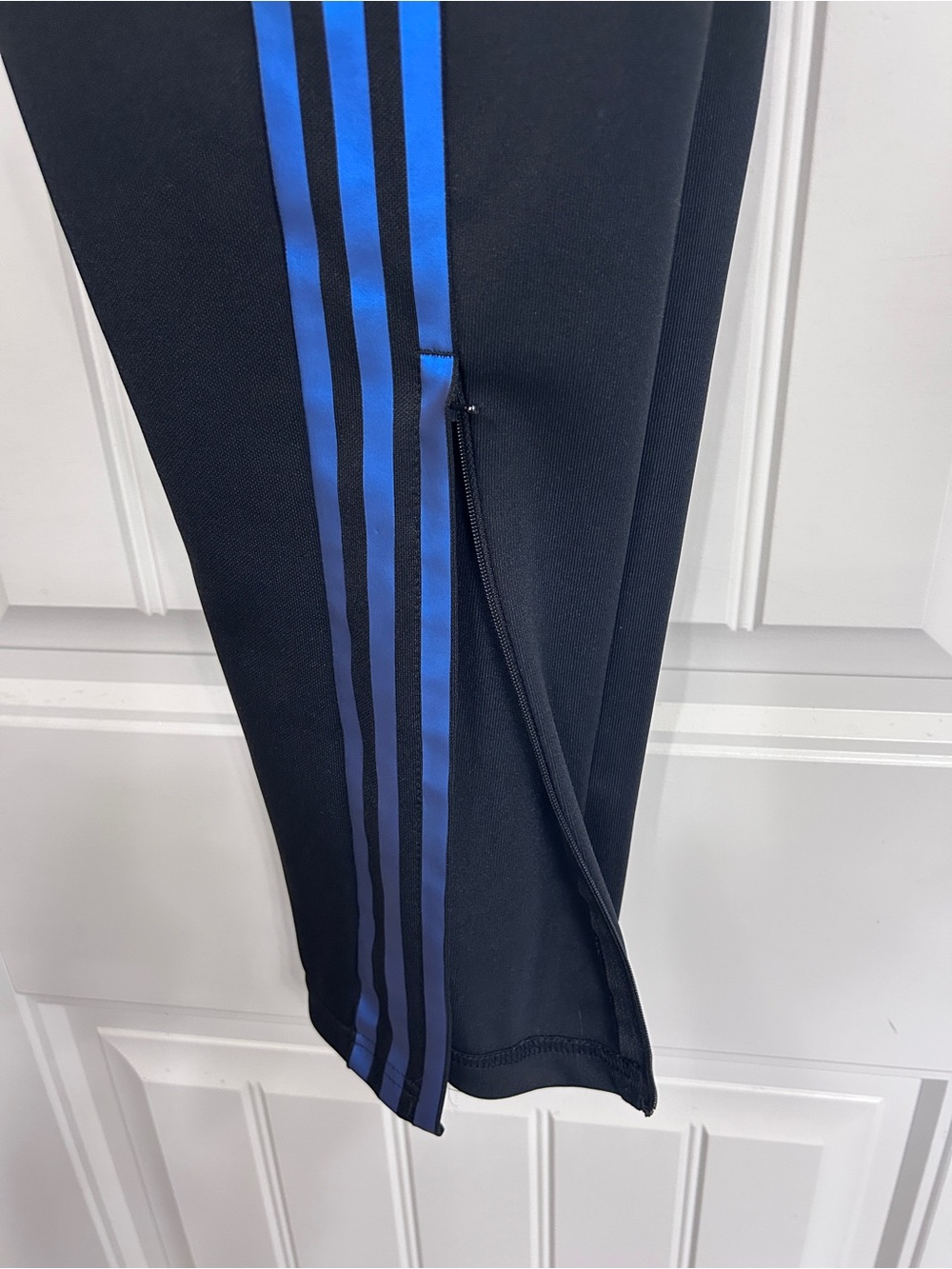 Adidas Tiro Black Track Pants with Blue Metallic Stripes, unisex, Sz L - Picture 5 of 6